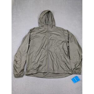 Columbia Jacket Mens XL Green Hooded Center Ridge Lined Full Zip Windbreaker